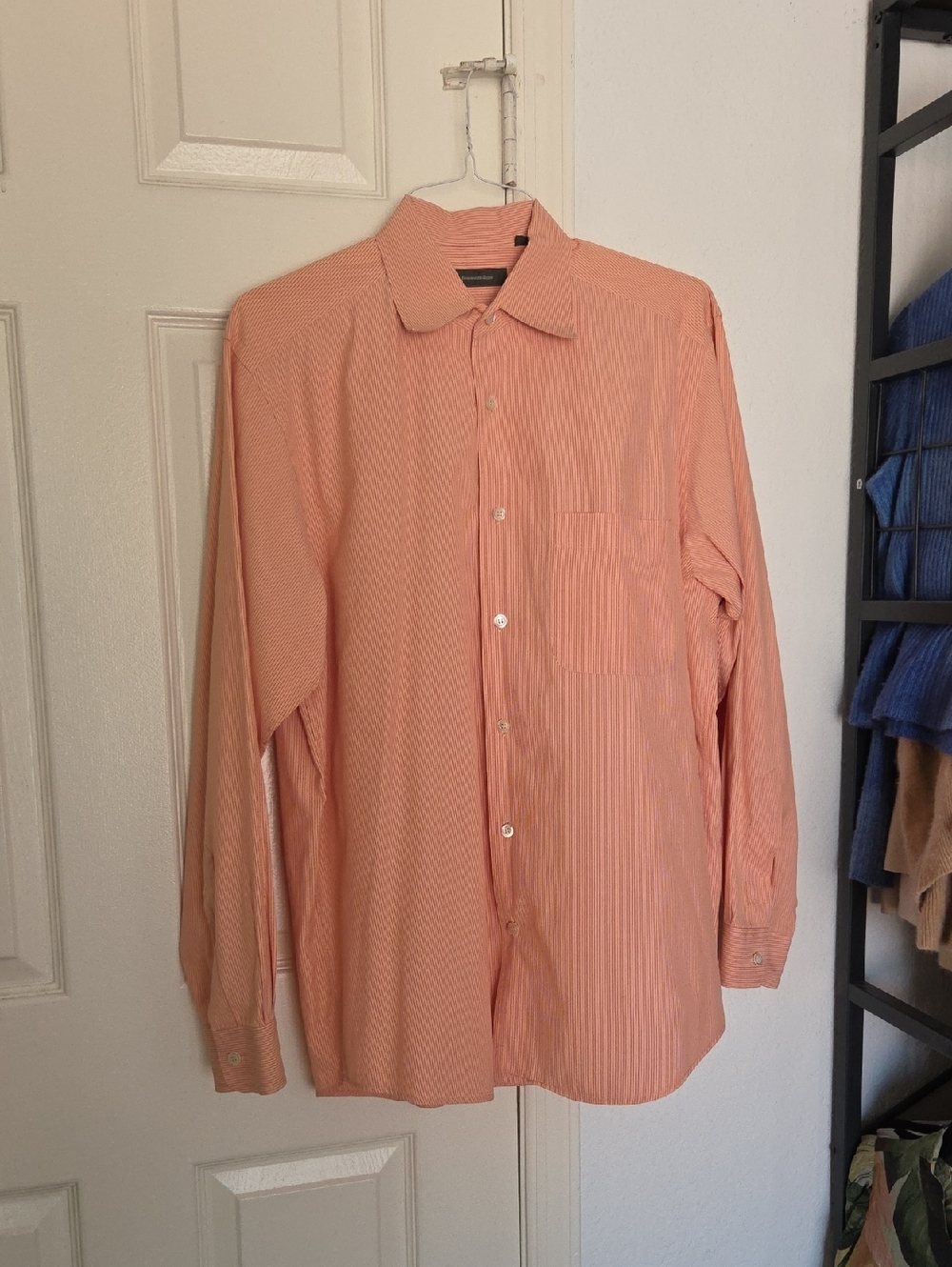 Ermenegildo Zegna Peach-Striped Dress Shirt Large